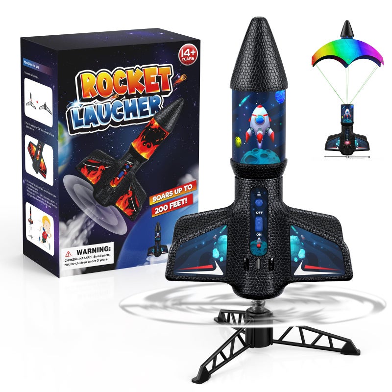 Rceico Rocket Launcher for Kids  Model Rocket Kits with Launch Set Up to 200 Ft Air Rocket Toy with Parachute  Rocket Ship Outdoor Toys for Ages 8-13 Boy Birthday Gift Space Rocket Ship Toy - Image 1